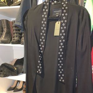 All saints black with silver grommets duster